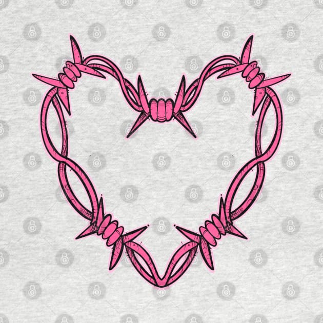 Pink barbed wire heart by weilertsen